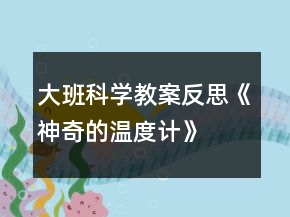 大班科學(xué)教案反思《神奇的溫度計》