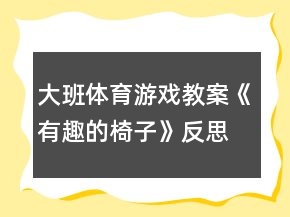 大班體育游戲教案《有趣的椅子》反思