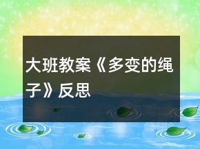大班教案《多變的繩子》反思