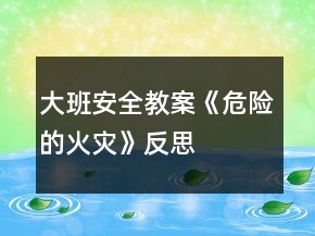 大班安全教案《危險(xiǎn)的火災(zāi)》反思