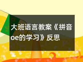 大班語言教案《拼音o、e的學(xué)習(xí)》反思