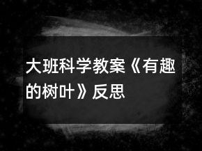 大班科學(xué)教案《有趣的樹(shù)葉》反思