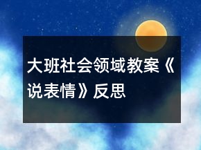 大班社會領(lǐng)域教案《說表情》反思