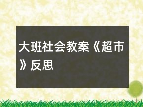大班社會(huì)教案《超市》反思
