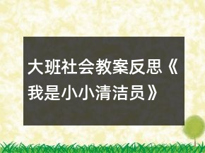 大班社會教案反思《我是小小清潔員》