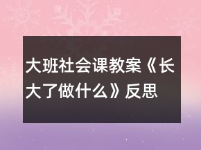 大班社會課教案《長大了做什么》反思