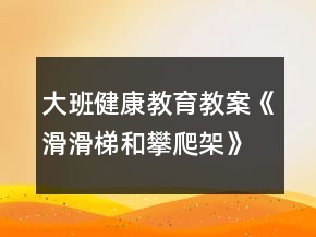 大班健康教育教案《滑滑梯和攀爬架》反思