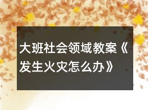 大班社會(huì)領(lǐng)域教案《發(fā)生火災(zāi)怎么辦》反思