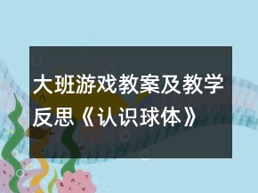 大班游戲教案及教學(xué)反思《認(rèn)識(shí)球體》