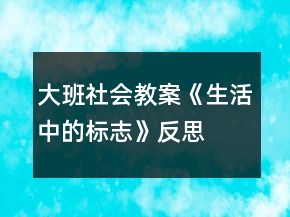 大班社會(huì)教案《生活中的標(biāo)志》反思