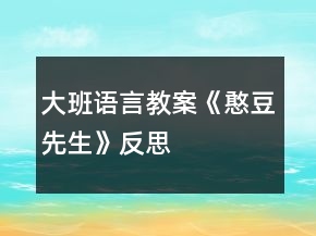 大班語言教案《憨豆先生》反思