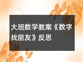 大班數(shù)學(xué)教案《數(shù)字找朋友》反思