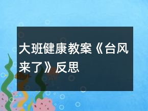 大班健康教案《臺(tái)風(fēng)來(lái)了》反思