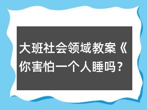 大班社會領(lǐng)域教案《你害怕一個人睡嗎？》反思