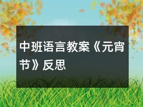 中班語言教案《元宵節(jié)》反思