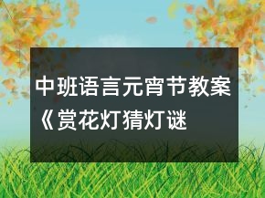 中班語言元宵節(jié)教案《賞花燈、猜燈謎》