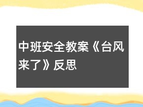 中班安全教案《臺(tái)風(fēng)來(lái)了》反思