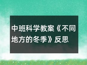 中班科學教案《不同地方的冬季》反思