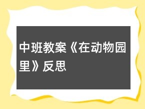 中班教案《在動(dòng)物園里》反思