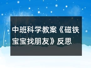 中班科學教案《磁鐵寶寶找朋友》反思