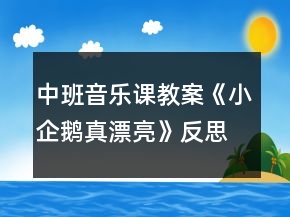 中班音樂課教案《小企鵝真漂亮》反思