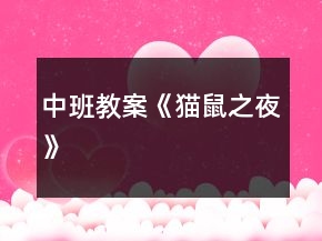 中班教案《貓鼠之夜》