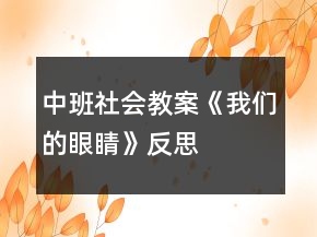 中班社會教案《我們的眼睛》反思