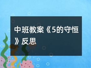 中班教案《5的守恒》反思