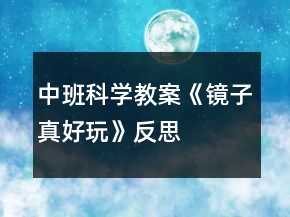 中班科學教案《鏡子真好玩》反思