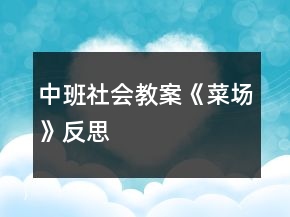 中班社會教案《菜場》反思
