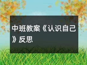 中班教案《認識自己》反思