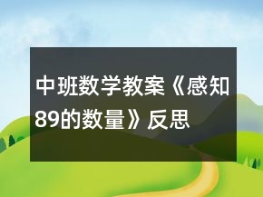 中班數(shù)學(xué)教案《感知8、9的數(shù)量》反思