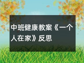 中班健康教案《一個(gè)人在家》反思