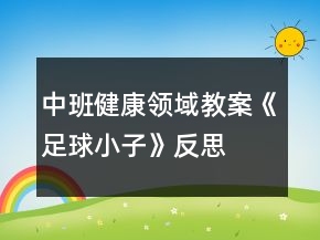 中班健康領域教案《足球小子》反思
