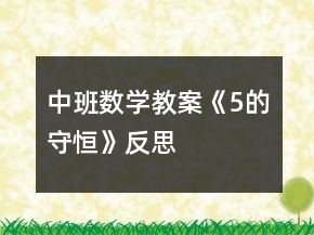 中班數(shù)學(xué)教案《5的守恒》反思