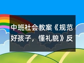 中班社會(huì)教案《規(guī)范好孩子，懂禮貌》反思