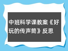 中班科學課教案《好玩的傳聲筒》反思