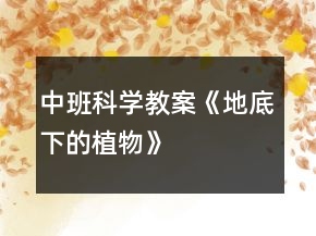 中班科學(xué)教案《地底下的植物》