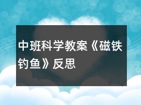 中班科學(xué)教案《磁鐵釣魚》反思