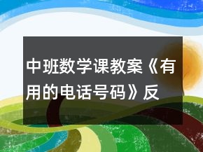 中班數(shù)學(xué)課教案《有用的電話號(hào)碼》反思