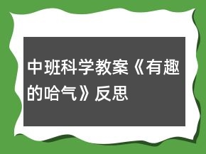 中班科學(xué)教案《有趣的哈氣》反思