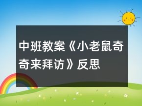 中班教案《小老鼠奇奇來拜訪》反思