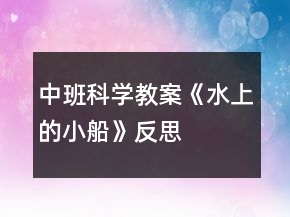 中班科學(xué)教案《水上的小船》反思