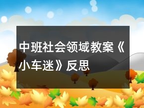 中班社會(huì)領(lǐng)域教案《小車迷》反思