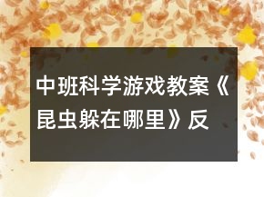 中班科學(xué)游戲教案《昆蟲(chóng)躲在哪里》反思