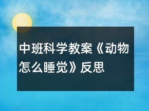 中班科學(xué)教案《動(dòng)物怎么睡覺》反思