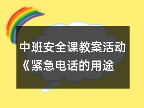 中班安全課教案活動《緊急電話的用途》反思