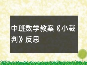 中班數(shù)學教案《小裁判》反思