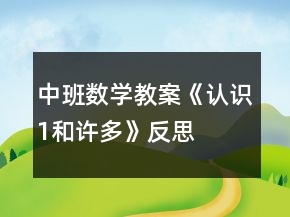 中班數(shù)學(xué)教案《認識1和許多》反思