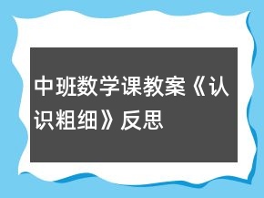 中班數(shù)學(xué)課教案《認(rèn)識(shí)粗細(xì)》反思